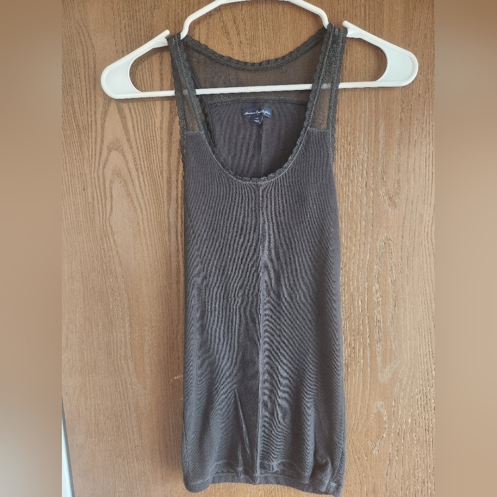 American Eagle Outfitters Sheer Brown Tank Top